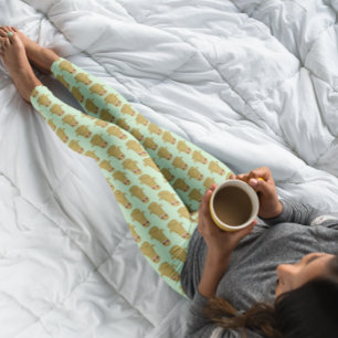 Cute Sloth Animal Yoga Lotus Pose Pale Green Leggings