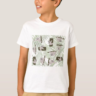 Cute Sloth Animals Pattern in Wild Forest T-Shirt