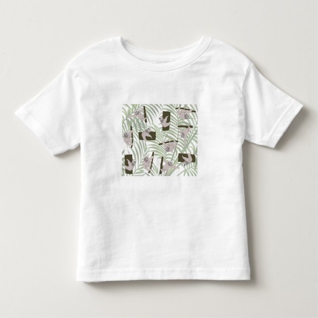 Cute Sloth Animals Pattern in Wild Forest Toddler T-Shirt (Front)