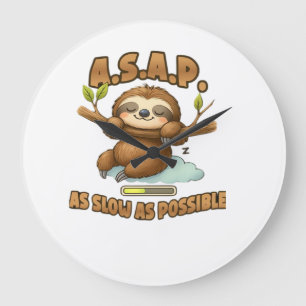 Cute Sloth ASAP � As Slow As Possible Classic T-Sh Large Clock