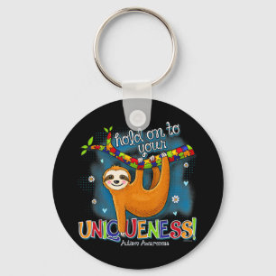 Cute sloth autism outfit hold on to your uniquenes key ring