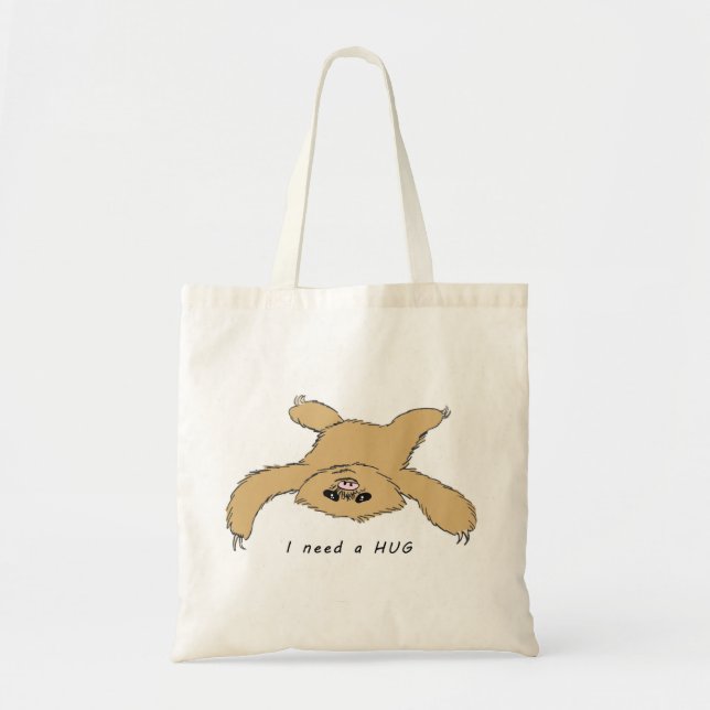 cute sloth baby needs a hug tote bag (Front)