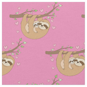 Cute Sloth Baby Nursery Decor Pink Girls Fabric
