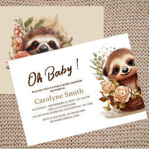 Cute Sloth Baby Shower Invitation