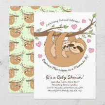 Cute Sloth Baby Shower Mama and Baby