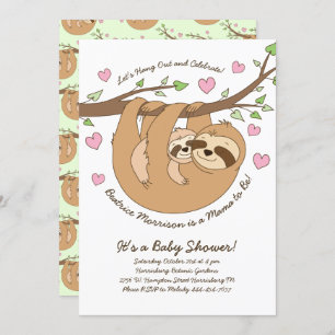 Cute Sloth Baby Shower Mama and Baby Invitation