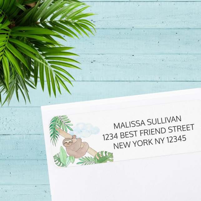 Cute Sloth Baby Shower Return Address Label (Creator Uploaded)