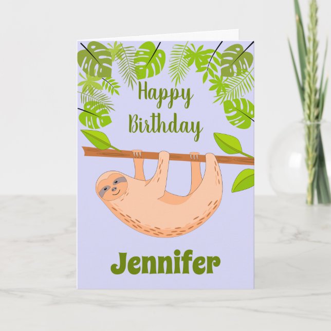 Cute Sloth Birthday Folded Greeting Card (Front)