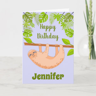 Cute Sloth Birthday Folded Greeting Card