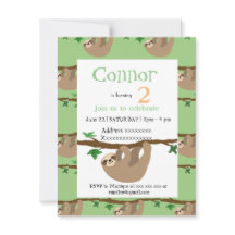 Cute Sloth, birthday party invitation