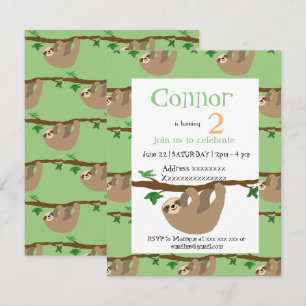Cute Sloth, birthday party invitation