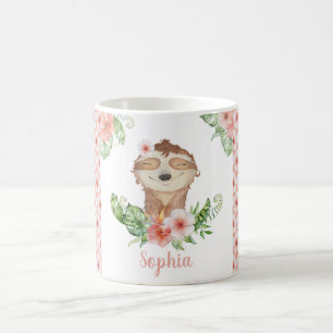 cute sloth blush pink girls name coffee mug
