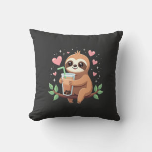 Cute Sloth Boba Bubble Milk Tea Kawaii Women Girls Cushion