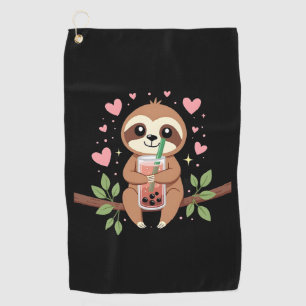 Cute Sloth Boba Bubble Milk Tea Kawaii Women Girls Golf Towel