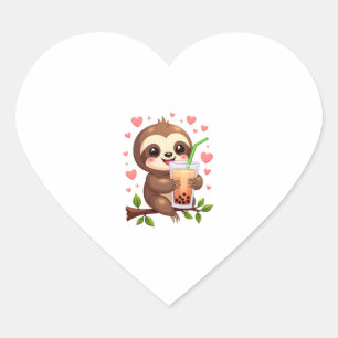 Cute Sloth Boba Bubble Milk Tea Kawaii Women Girls Heart Sticker