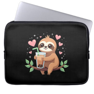 Cute Sloth Boba Bubble Milk Tea Kawaii Women Girls Laptop Sleeve