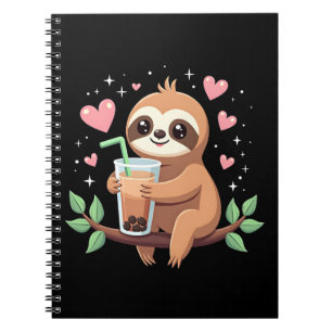 Cute Sloth Boba Bubble Milk Tea Kawaii Women Girls Notebook