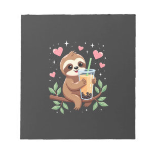 Cute Sloth Boba Bubble Milk Tea Kawaii Women Girls Notepad