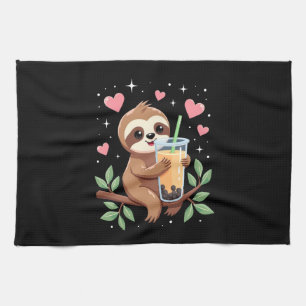 Cute Sloth Boba Bubble Milk Tea Kawaii Women Girls Tea Towel