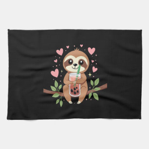 Cute Sloth Boba Bubble Milk Tea Kawaii Women Girls Tea Towel