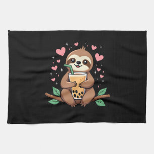 Cute Sloth Boba Bubble Milk Tea Kawaii Women Girls Tea Towel
