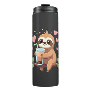 Cute Sloth Boba Bubble Milk Tea Kawaii Women Girls Thermal Tumbler