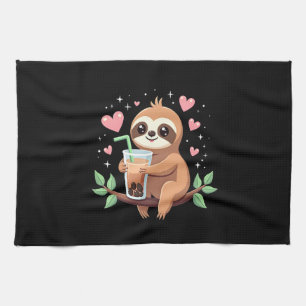 Cute Sloth Boba Bubble Milk Tea Kawaii Women Girls Towel