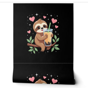 Cute Sloth Boba Bubble Milk Tea Kawaii Women Girls Wallpaper