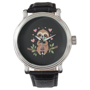 Cute Sloth Boba Bubble Milk Tea Kawaii Women Girls Watch