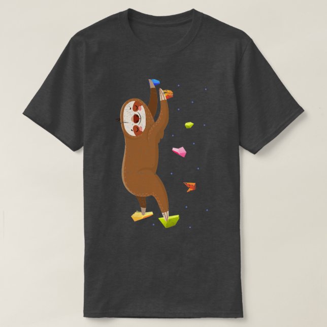 Cute Sloth Bouldering Gift Climbing T-Shirt (Design Front)