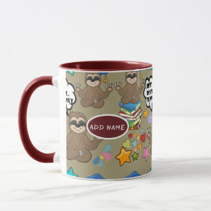 Cute Sloth Brown Pattern Funny Just Do It Quote Mug