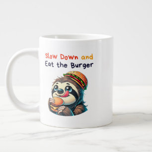 Cute Sloth Burger Cartoon Fast Food Large Coffee Mug
