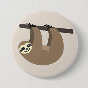 Cute Sloth Cartoon Button