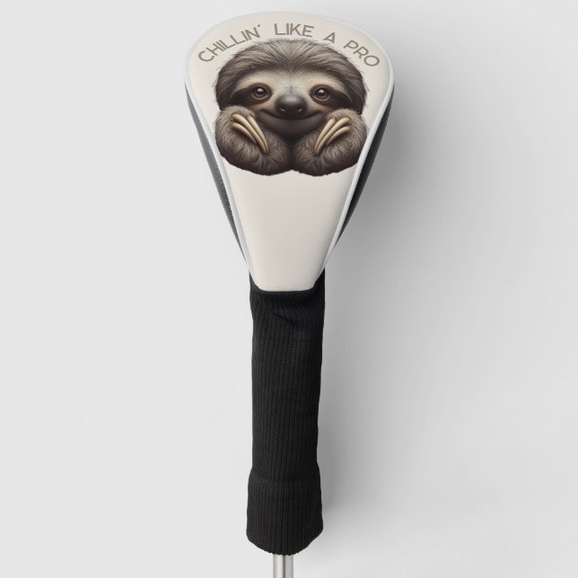 Cute Sloth Chillin Like a Pro Golf Head Cover (Front)