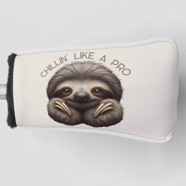 Cute Sloth Chillin Like a Pro Golf Head Cover (Front)