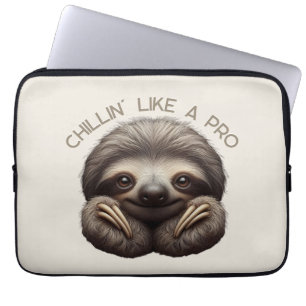 Cute Sloth Chillin Like a Pro Laptop Sleeve