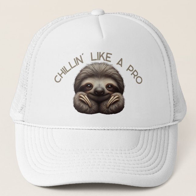 Cute Sloth Chillin Like a Pro Trucker Hat (Front)