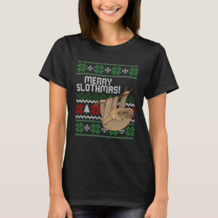 Cute sloth Christmas Merry sloths ugly T-Shirt