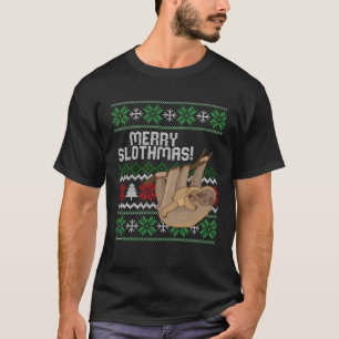 Cute sloth Christmas Merry sloths ugly T-Shirt