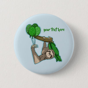 Cute sloth climbing in a tree 6 cm round badge