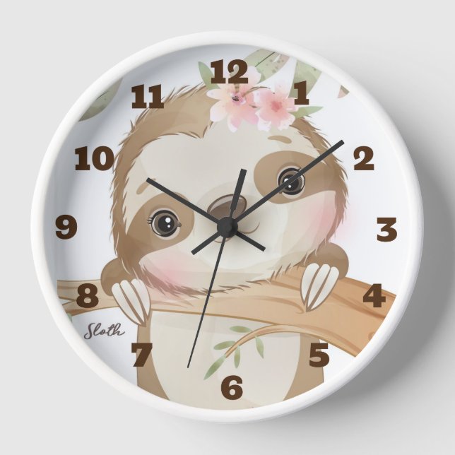 Cute Sloth Clock (Front)