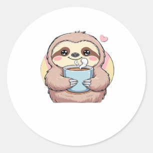 Cute Sloth Coffee Lover Shirt � Funny Fueled by Co Classic Round Sticker