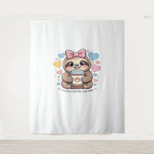 Cute Sloth Coffee Lover Shirt – Funny Fueled by Co Tapestry