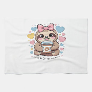Cute Sloth Coffee Lover Shirt � Funny Fueled by Co Tea Towel