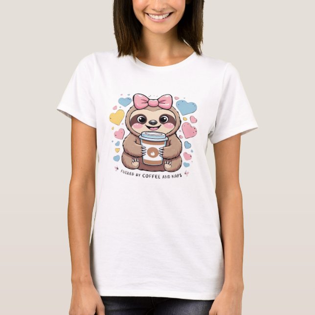 Cute Sloth Coffee Lover Shirt � Funny Fuelled by C (Front)
