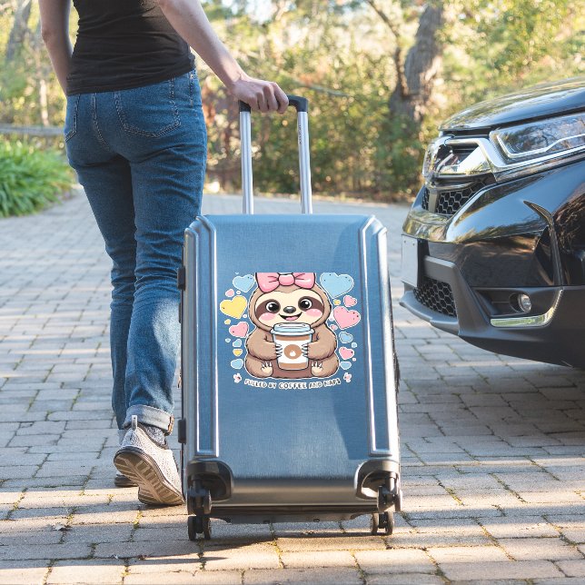 Cute Sloth Coffee Lover Shirt � Funny Fuelled by C (Suitcase Insitu)