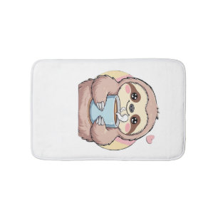 Cute Sloth Coffee Lover Shirt � Funny Fuelled by C Bath Mat