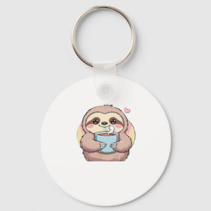 Cute Sloth Coffee Lover Shirt � Funny Fuelled by C Key Ring