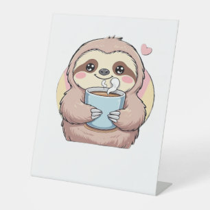 Cute Sloth Coffee Lover Shirt � Funny Fuelled by C Pedestal Sign