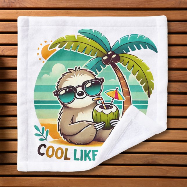 Cute Sloth Cool Like Daddy under Palm Tree Wash Cloth (Creator Uploaded)